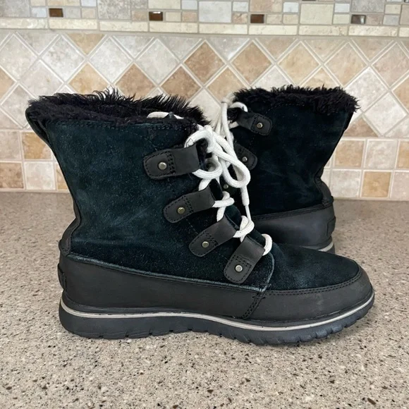 Sorel Women’s Joan Explorer Cozy Black Leather/Suede Size 8 - Picture 6 of 10